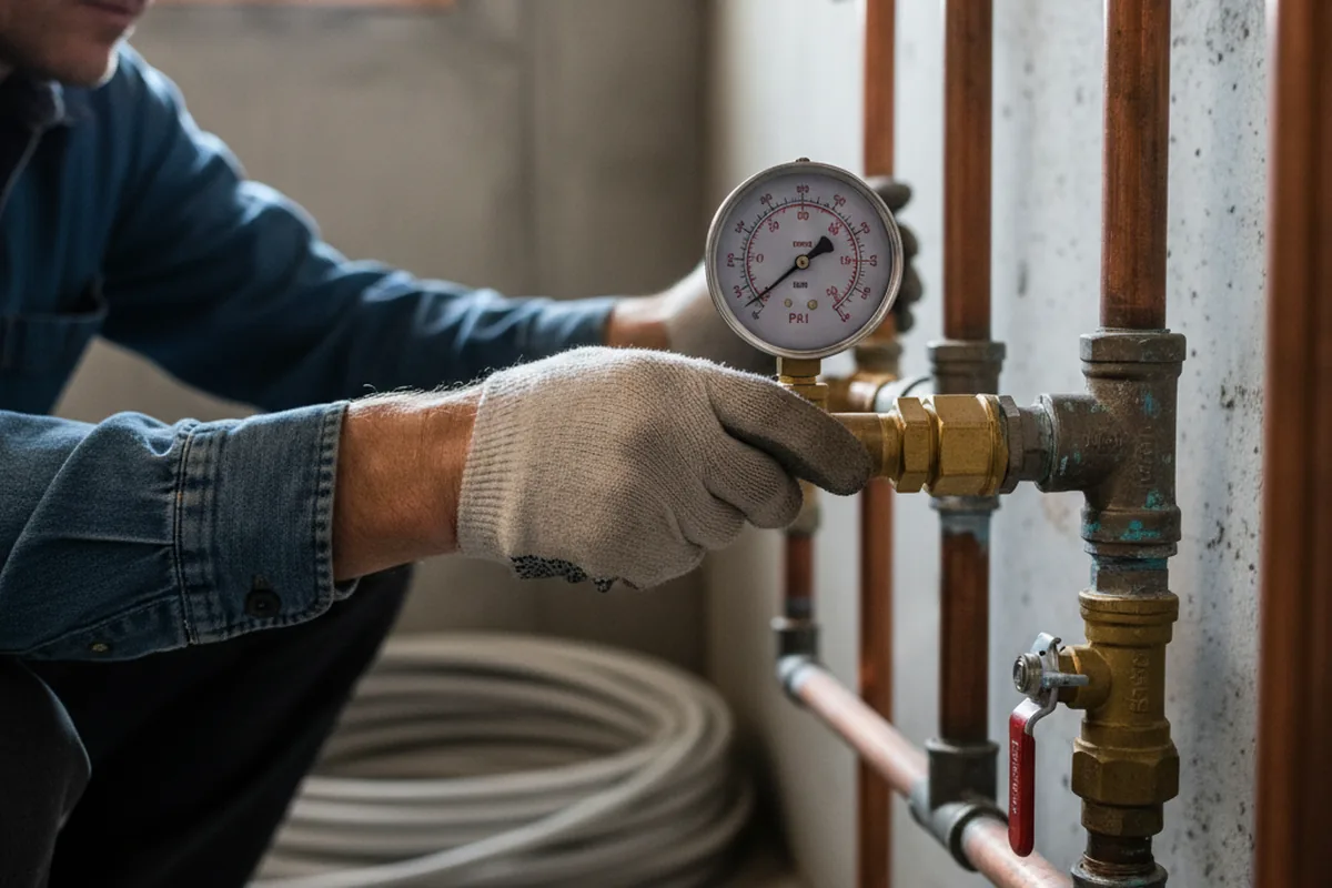 Pressure testing a repaired line during Water Line Repair in Soda Springs